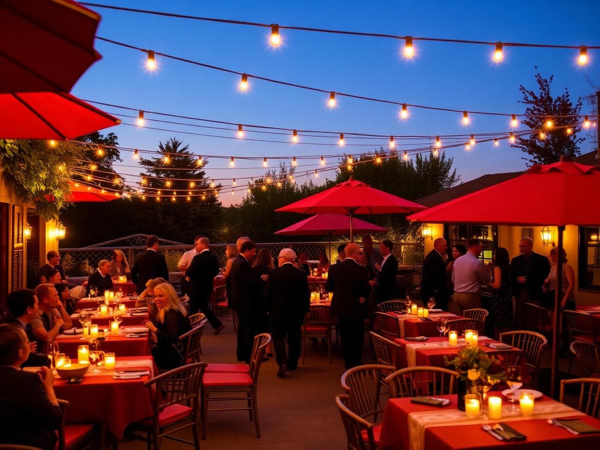 Outdoor patio reception at Palermo's