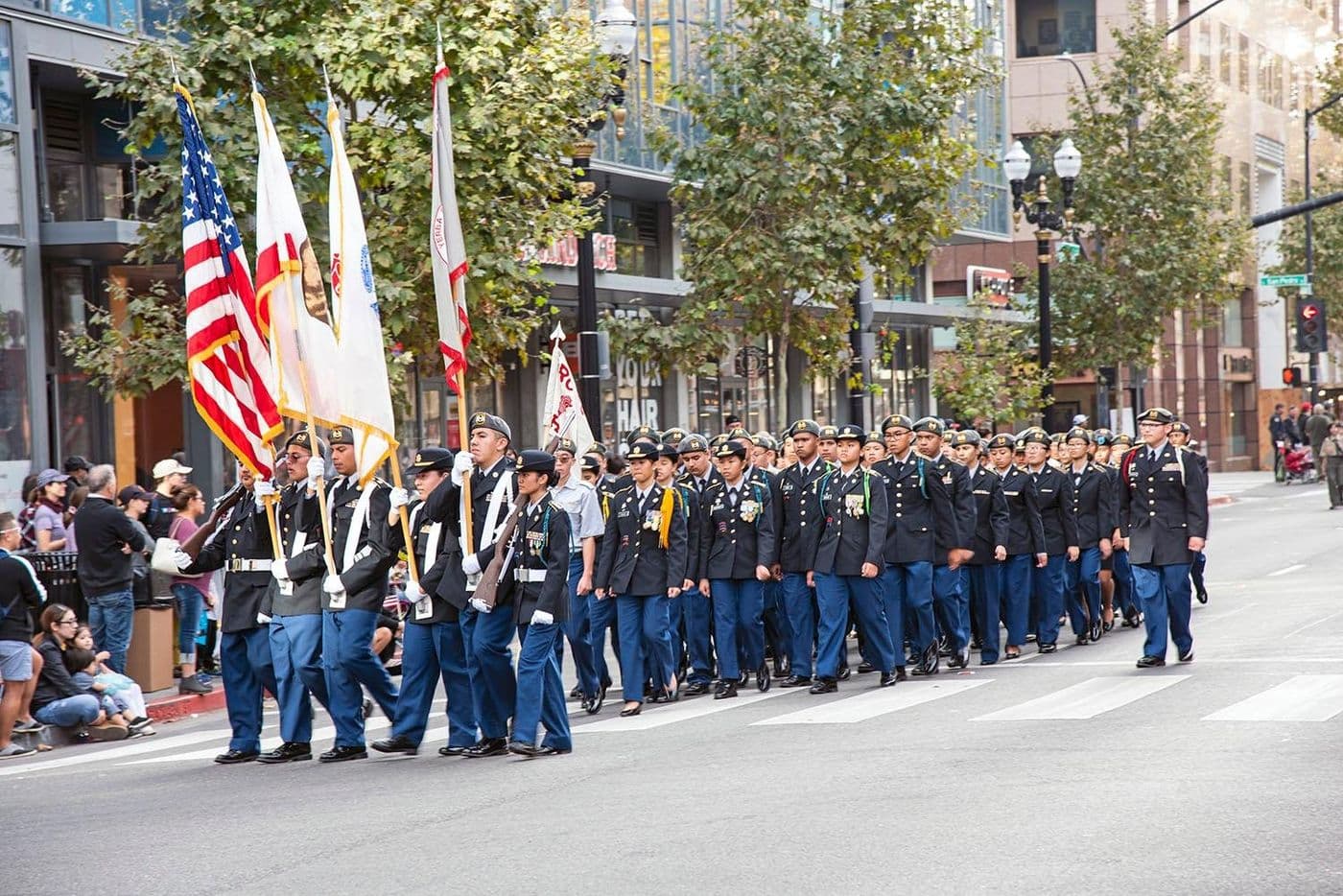 JROTC color guard in the Veterans Day Parade