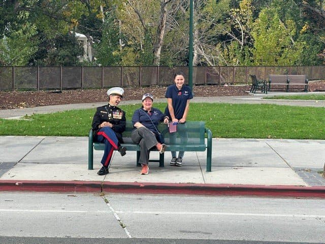 Grand marshal with veterans at the parade
