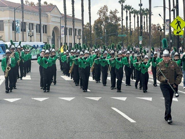 High school marching band in the Veterans Day Parade
