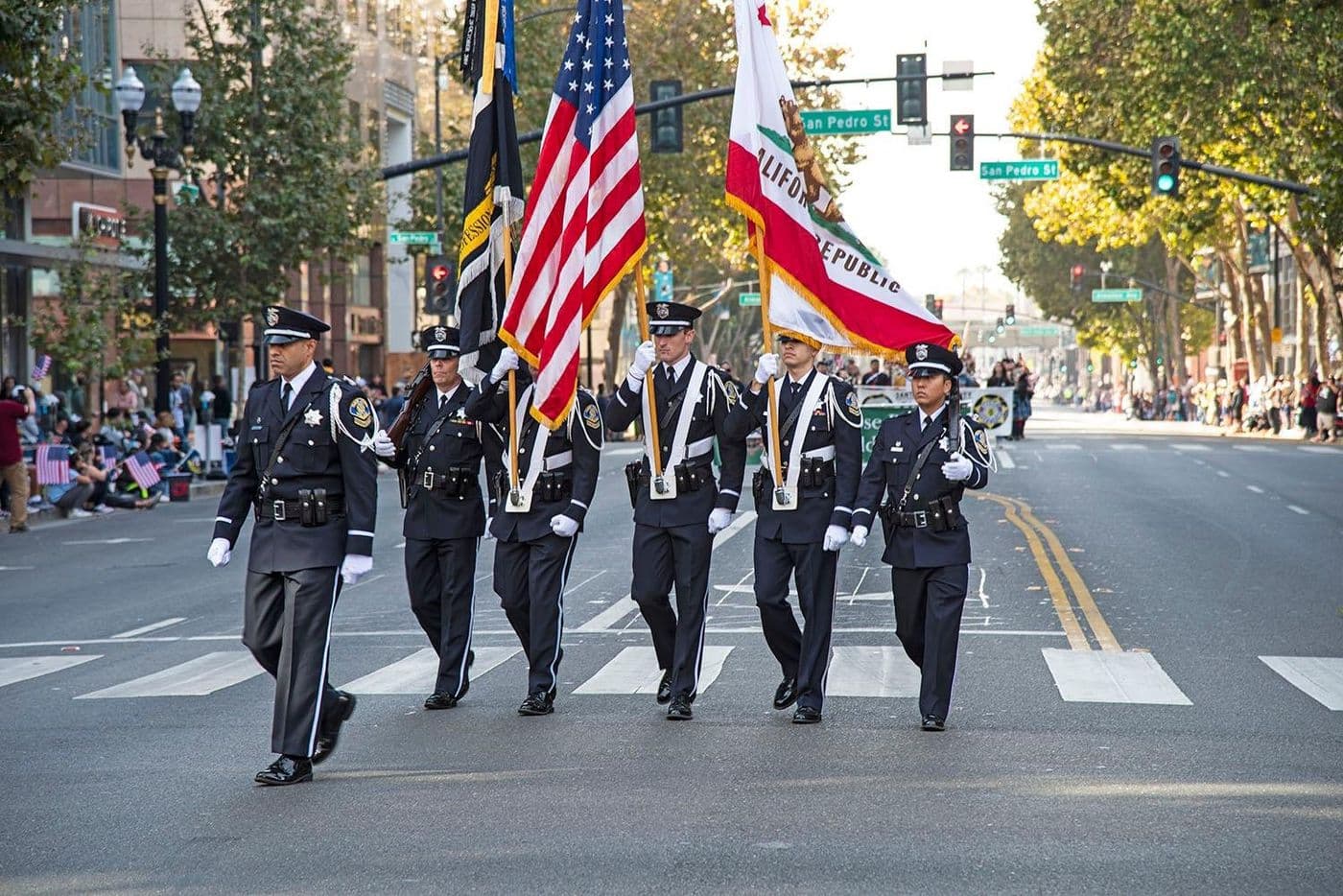 Police color guard in the Veterans Day Parade