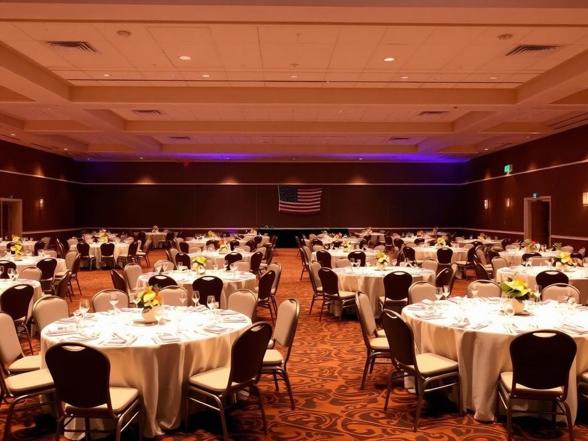 Banquet hall set for the gala